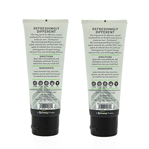 Redmond Earthpaste - All Natural Non-Fluoride Toothpaste, Unsweetened Spearmint 4 Ounce Tube (2 Pack) #TOP1