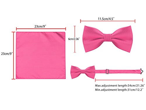 Allegra K Tie Set For Men Satin Necktie Bowtie Pocket Square Solid Color For Wedding Business One Size Fuchsia #TOP4