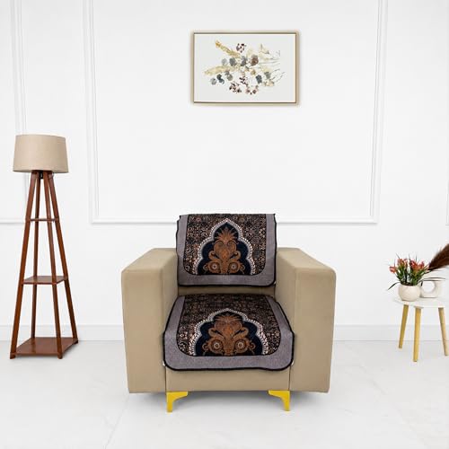 Image of Homerz Premium 'Maharaja Paradise Series' Sofa Cover | Net Fabric Sofa Cover | Washable, Anti-Dust Backed & Wrinkle Resistant Cover (Sheesh Mahal, 1 Seater, Seat Cover with Backrest)