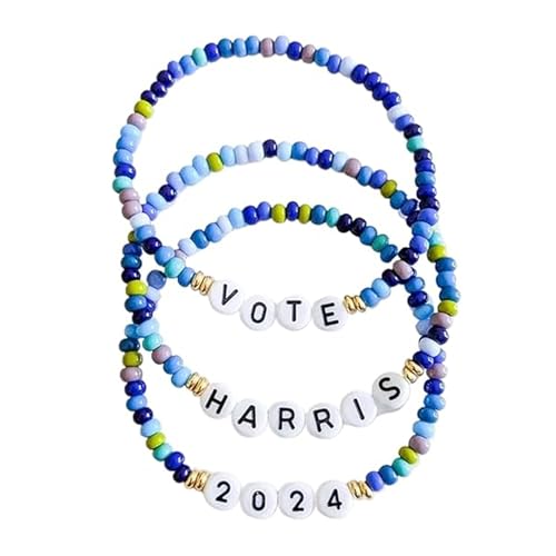 FASHION ITEM Bracciali Kamala Harris 2024 Merch Kamala Harris Merchandise President Vote Campagna Braccialetto per donne e uomini, set di braccialetti Vote Kamala Harris 2024, Large, Nessuna pietra