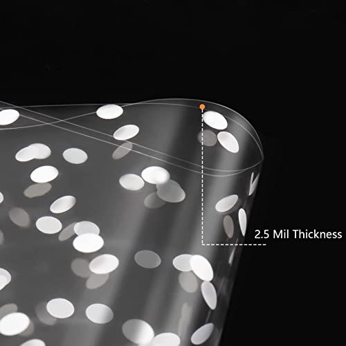 Holdfiturn Cellophane Wrap Roll White Dot 100m x 80cm Cellophane Roll Gift Wrappings for Gift Flower Bouquet Baskets Wrapping Arts and Crafts Supplies - 3