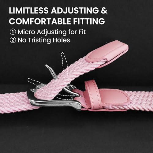AXKAL Ceinture de golf élastique tressée unisexe pour homme et femme, rose, 45''(115cm) Fits Waist 38''-42'' – vue 4
