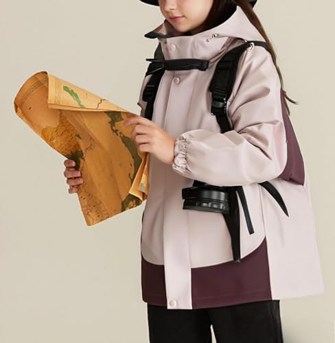Girls' Waterproof Windproof Outdoor Jacket with Hood - Lightweight, Breathable, and Durable2