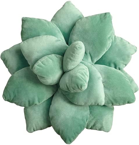 3D Succulents Cactus Pillow,Cute Pillows for Bedroom Aesthetic,18 Inch Lifelike Plush Stuffed Toys Soft Doll Creative Potted Flowers Pillow Chair Cushion Gift for Girls Kids (18 inches, Dark Green)