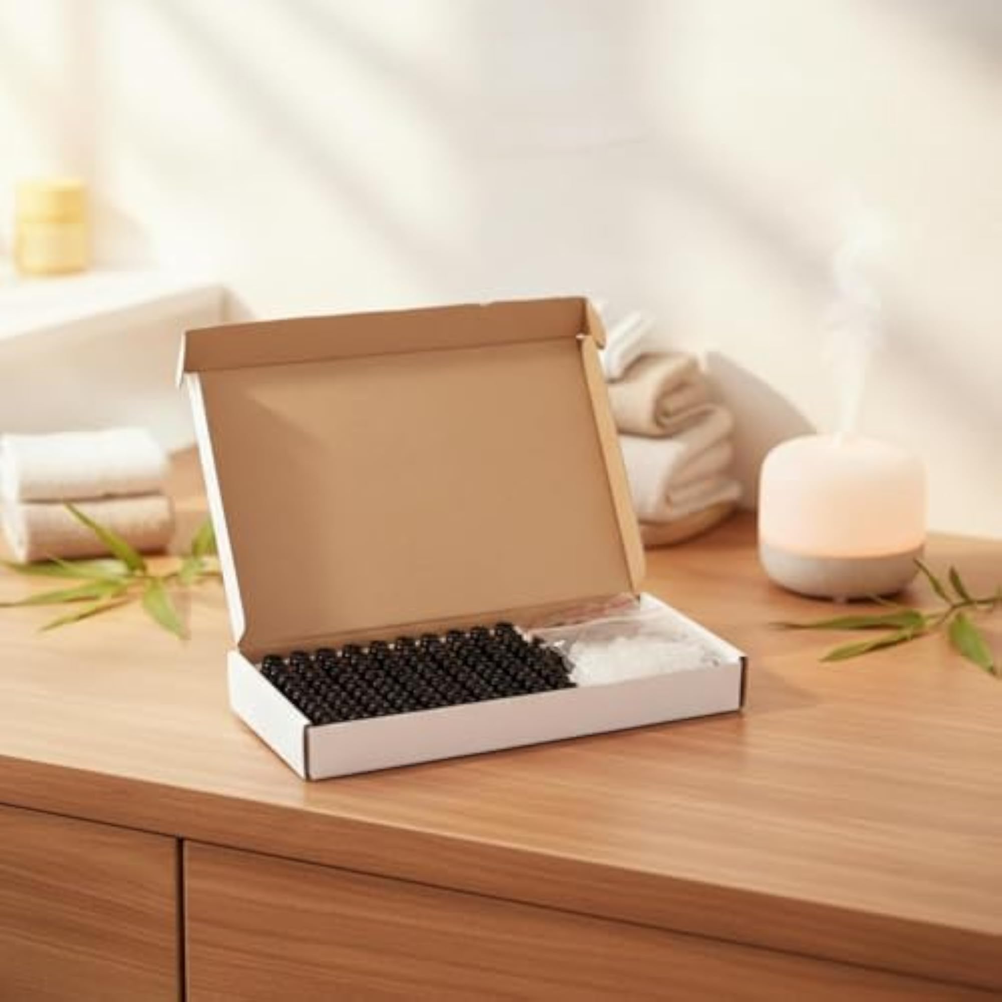 100pc Mini Amber Glass Bottle Travel Size Vial Set