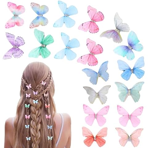 ITingstere 20Pcs Butterfly Hair Clips, Small Hair Clips for Teens Women Y2K Glitter Hold Hair Jaw Clips Cute Hair Clips Headwear Gifts (Dreamy Style) Cover