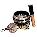 Large 5 Inch Tibetan Peace Mind Sound Singing Bowl Tingsha Cymbals Set - With Mallet and Cushion, Additional Gifts Inside - for Yoga, Meditation WITH BRASS MAZIRA FREE