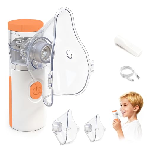 #rémunéré #Amazon<br>Nebulisateur Inhalateur Nebulisateur Portable Rechargeable pour Adultes et Enfants Inhalateur Silencieux avec 2 Masques et Embout Buccal pour Usage Domestique et en Voyage (Orange clair)