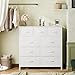 DUMOS Dresser for Bedroom, Storage Organizer with 9 Drawers, Chest of Drawers with Fabric Bins, Sturdy Metal Frame, Wood Tabletop for Guest Room, Closet, Entryway, White