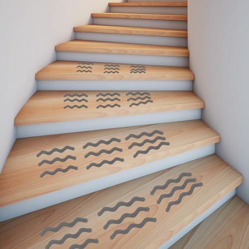 momgyaamz Stufenmatten Selbstklebend, Treppenteppich Selbstklebend für Treppen, Bäder, Küchen und Saunen, Treppenstufen Antirutsch 72 Stück, Antirutsch Treppe 18 * 1.3 cm, Treppen Rutschschutz Grau