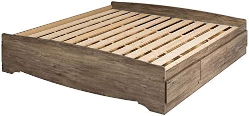 Prepac King Mate's Platform Storage Bed with 6 Drawers, Drifted Gray