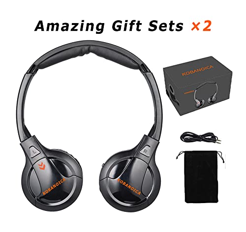 Kobanoica Infrared Headphones For Car Dvd,Universal 2 Channel Ir Headphones, On-Ear Car Headphones Wireless (2 Pack) #TOP3