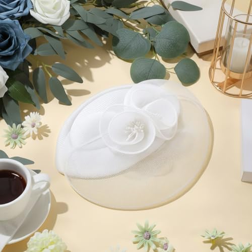 Image of DRESHOW Fascinators Hat Feather Headband Women's Fascinators Tea Party Headwear with Clip Flower Head Band for Girls & Women