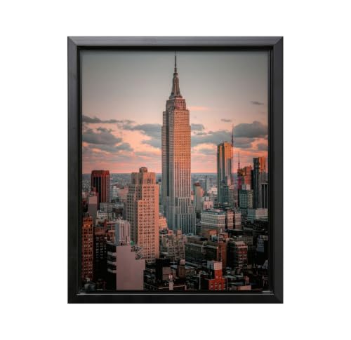 InkFlow Posters NYC Skyscraper Photography Canvas Poster - New York City Skyline Photography - Urban Cityscape - Print for Living Room, Office, Home - Timeless - 16x20 Black Floated Frame Canvas Print