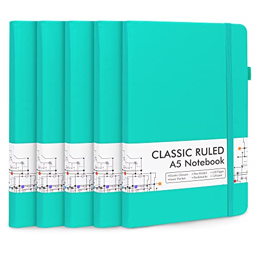 Feela 5 Pack Journal Notebook Bulk For School, Hardcover