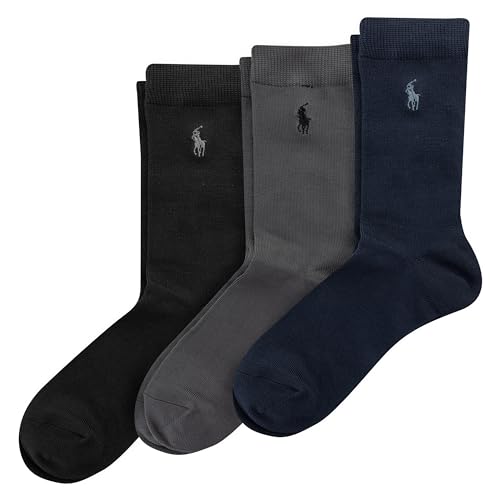 Polo Ralph Lauren Boys Supersoft Dress Socks - 3 Pair Pack Yarn And Stay Top Super Soft Crew Navy Assorted 9-11 US