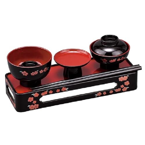 サンメニー 仏膳セット 仏壇 用 お供え膳 山中漆器 日本製 お霊供膳 お供え膳セット 略式仏膳 国産 仏具 仏膳器 仏膳台 現代仏壇 仏具小物 6.5寸 黒(内朱) 蒔絵 なでしこ 毎日のお供え お参りに 手元供養 ペット 供養 小さな スペース にも