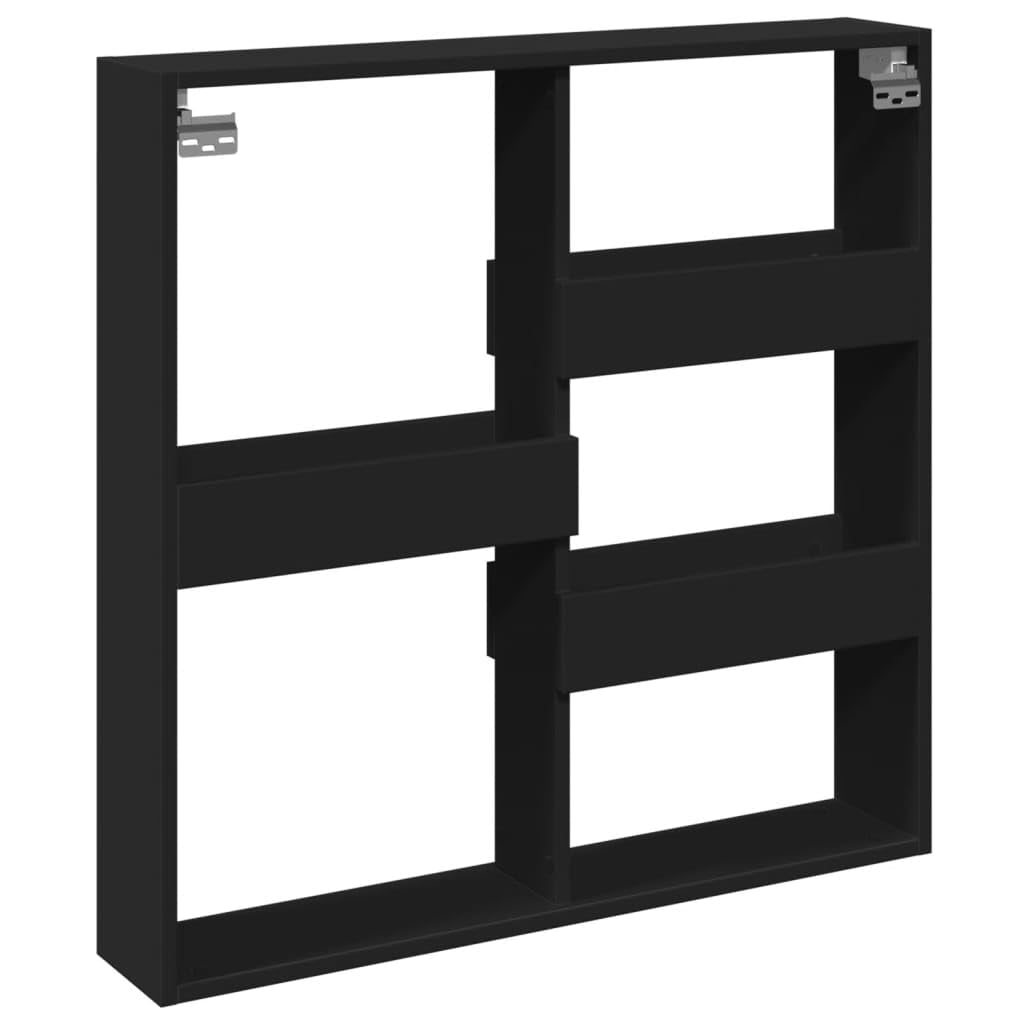 Armario de pared, negro, 80 x 15 x 80 cm, material madera, estantería de pared para dormitorio, baño, estantería de pared, armario de pared que ahorra espacio, almacenamiento de baño fácil