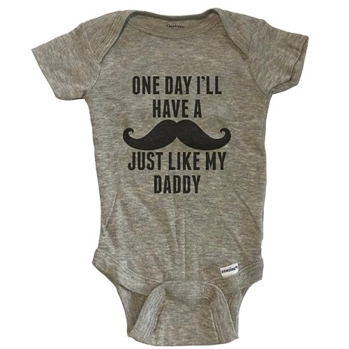 Image of One Day I'll Have A Mustache Just Like My Daddy Funny Mustache Baby Baby Bodysuit (100% Cotton)
