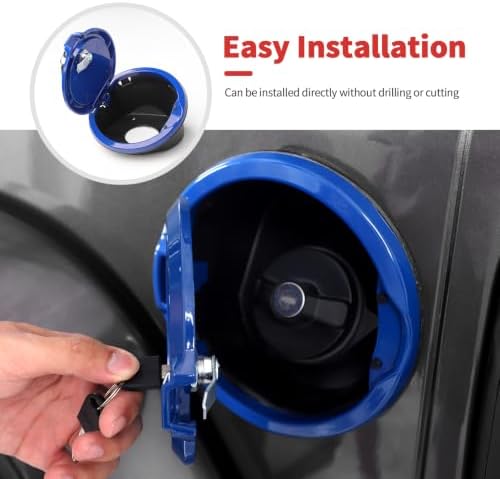 for JL Locking Fuel Door Gas Tank Cap Cover Fit for 2018-2026 Jeep Wrangler JL JLU 2/4 Door, Aluminum Fuel Door Exterior Accessories,Blue — 사진 5