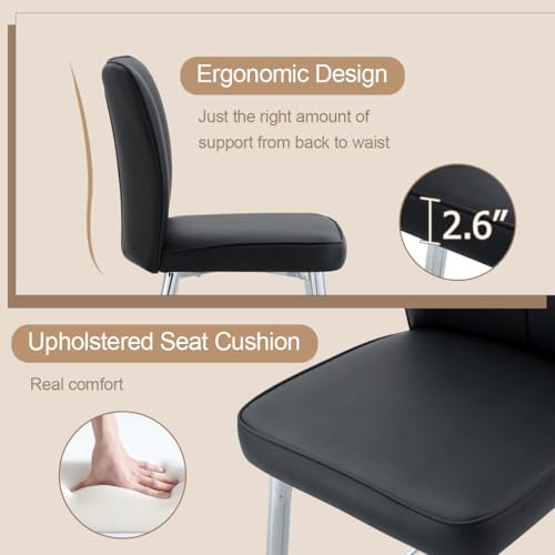 Image of Counter Height Bar Stools Set of 2,27''Kitchen Island Stools with Back,Black Barstools with Sturdy Metal Legs,Modern Bar Stools Ideal for Kitchen Island Pub Cafe(Faux Leather-Black)