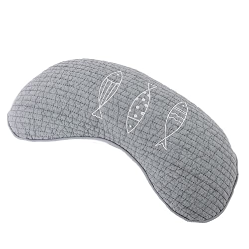 【さかな三日月まくら 小 パイプ入り】枕 まくら 腰まくら おつきさま ねこ 猫 かわいい 子供 親子 ペア 昼寝枕 韓国 韓国イブル 快眠 お昼寝 健康 腰痛 インテリア プレゼント ギフト 贈答用(カラー 3.グレー)