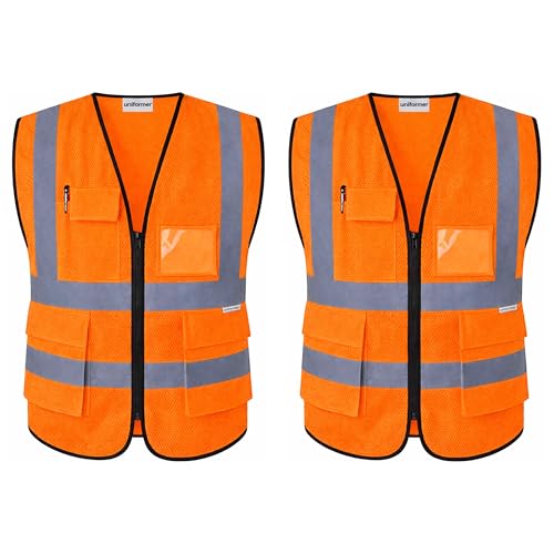 Image of uniformer Premium Safety Jacket for Men and Women | Reflective High Visibility | Ideal Unisex Safety Jacket for Civil Engineer | Used in Airport, Construction, Traffic