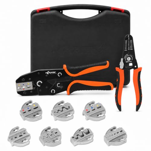 Kf Cptec Juego De 9 Piezas Crimpadora -Alicates Con Mordazas Cambiables Para Engarzar Para Cables Eléctricos,Termorretráctiles,No Aislados,De Nylon,Conector Solares,Terminales Férula,Dupont