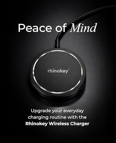 Image of Rhinokey 15W Wireless Charger Qi 1.2 Fast Wireless Charging Pads MagSafe | Magnetic Charger for card Tracker AirPods iPhone & Android Long Cable 100 cm Magnet Pad with Type C to A Cable Converter