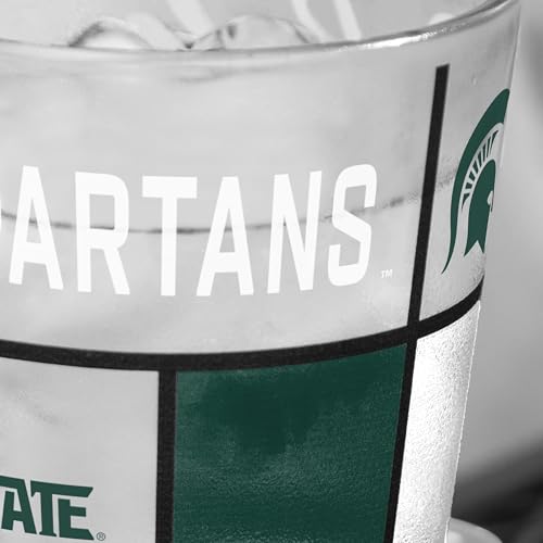Image of Logo Brands NCAA oz Stained Glass Pint Glass - 3D Embossed Logo & Bold Team Colors - Durable Sports Fan Beer Glass for Home, Bar & Tailgates
