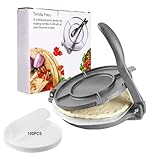 Prensa para Tortillas 8 Pulgadas con 100 Pcs Papel Antiadherente, comal para tortillas, Máquina Manual para Tortillas,...