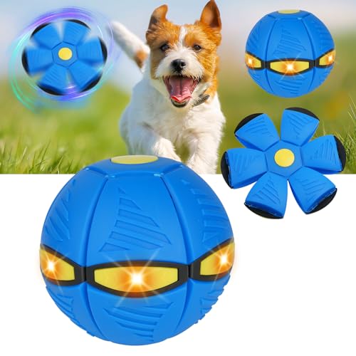 Adiwo Pet Magico Disco Volante Palla, Palline Giochi Interattivi per Cani con 6 Luci Colorate, Palla Magica Volante per Cani, per Piccolo Cane Sport all'aperto per Addestramento (Blu)