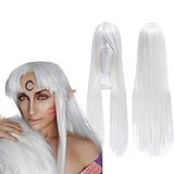 Missvig Cosplay Wig Long Straight White Wig for Grils Lolita Halloween Custome Party Synthetic Hair 32' 80cm Anime Wigs