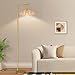 QIYIZM Floor Lamp for Living Room,Bedroom,Gold Dimmable Standing Lamp with Remote,Mid Century Modern Brass Tall Lamp Retro Vintage Green Glass Lamp Floor Light Boho Bohemian