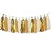 Koker Shiny Tassel Garland Tissue Paper Tassels Banner Decoration for Birthday Party, Bridal Shower, Table Decor, Metallic Gold+Tan+Ivory, 15 pcs