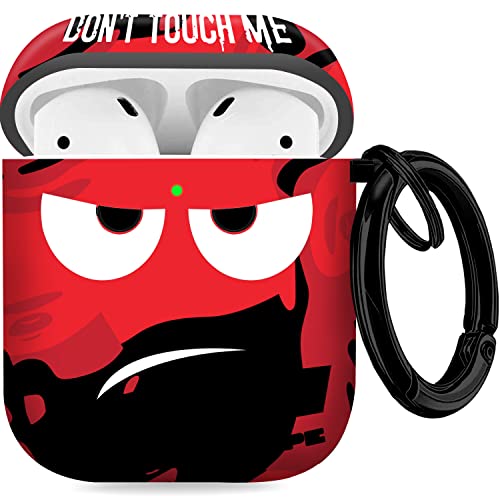 Image of for Airpods Case, Don't Touch Me for Airpods Cover with Keychain Soft Cute Shockproof Cover for Women Men Compatible with for Airpods 2 /1 Charging Case,red