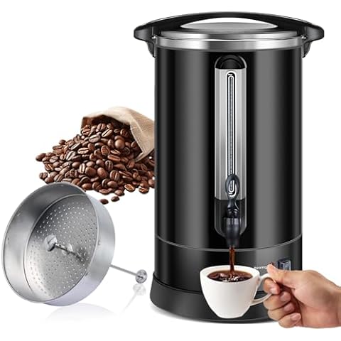 WerkWeit Coffee Urn 80 Cups Large Coffee Dispenser 12L Full Stainless Steel Commercial Coffee Maker Double Wall Quick Brew Electric Beverage Dispenser Hot Water Urn (Black, 80 Cups) Cover