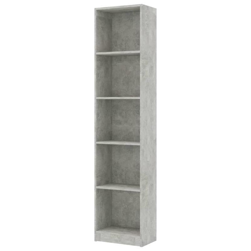 Eleganz Estantería con 5 compartimentos de material de madera, moderno sistema de estanterías en color gris hormigón, 40 x 24 x 175 cm, almacenamiento estable para salón, oficina o habitación infantil