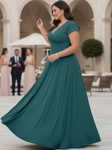 Image of KOH KOH Womens Sexy Cap Short Sleeve V-Neck Flowy Cocktail Gown