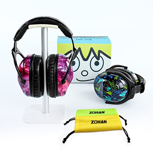 Zohan Kids Ear Protection 2 Pack, Hearing Protection Safety Ear Muffs For Children Have Sensory Issues, Adjustable Noise Reduction Earmuffs For Concerts, Fireworks (Nebula&Rap) #TOP6