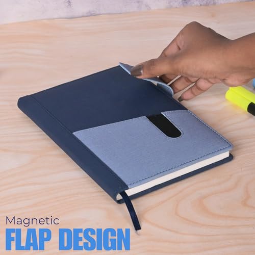 Image of Leather Hard Bound Notebook A5 Journal Diary For Office Use With Mobile & Card Holder Or Pen Loop Dairy For Personal |Ruled Pages With Strap Bookmark Journal Notebook (Customised Flap Notebook A)