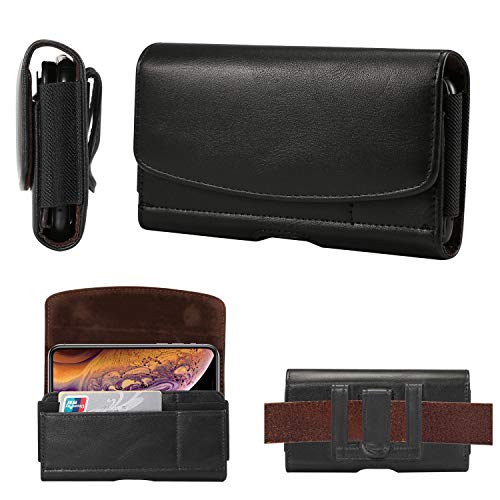 Phone Holster Case Compatible with iPhone 11 Pro Max/XS Max Leather Belt Clip Pouch, Belt Holster Case Pouch Compatible with Samsung Galaxy note9/8/S10+/S9+/S8+/J4+/A7, Wallet Case With Card Holder Pr