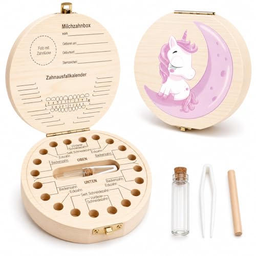 Shengruili Zahnbox Holz Milchzähne Box Milchzahndose Zahnbox für Milchzähne Milchzahndose Mädchen Aufbewahrungsbox für Baby-Zähne Zahnschachtel Cube Tray Eiswürfelform