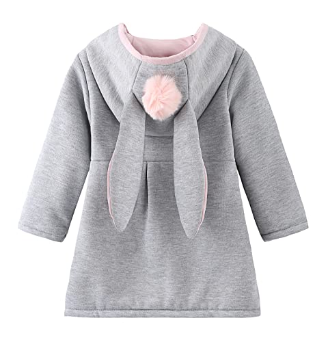 Kids Girl's Hooded Jacket 3D Long Bunny Ears Coat Cotton Outwear Fall Winter Clothes2