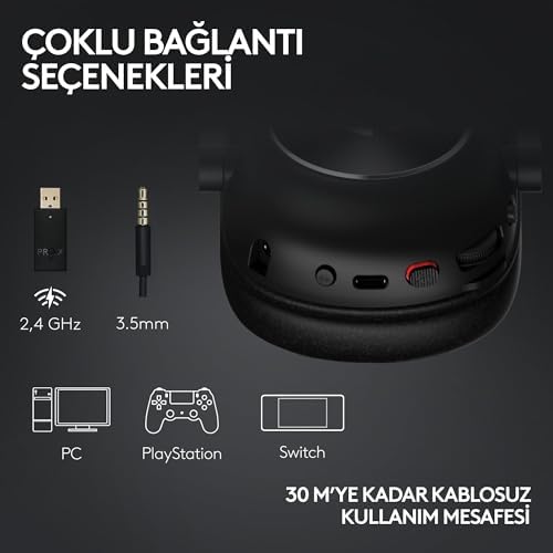 Logitech G PRO X 2 LIGHTSPEED Kablosuz Oyuncu Kulaklığı, Çıkarılabilir Boom Mikrofon, 50 mm Grafen Sürücüler, DTS:X Headphone 2.0, 7.1 Surround, Bluetooth/USB/3.5 mm Aux, PC, PS5, PS4, Switch, Pembe - Görsel 5
