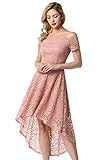 [page_title]-Aupuls 0042 Spitzenkleider Cape Kurz Ärmel Vokuhila Ballkleider Schlusskleider Cocktailkleider Blush S