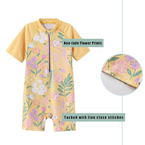 Girls Rash Guard Swimsuits One Piece Bathing Suits for Girls UPF 50+ Sun Protection Short Sleeve Sunsuits Zipper3