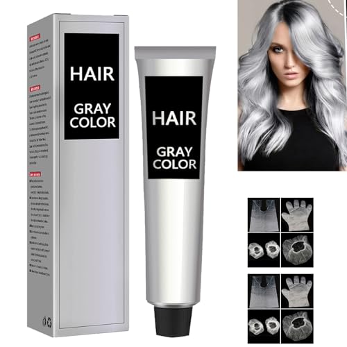 Fashion Permanent Silver Gray Hair Dye Cream - Unisex, Natural, Two Kits