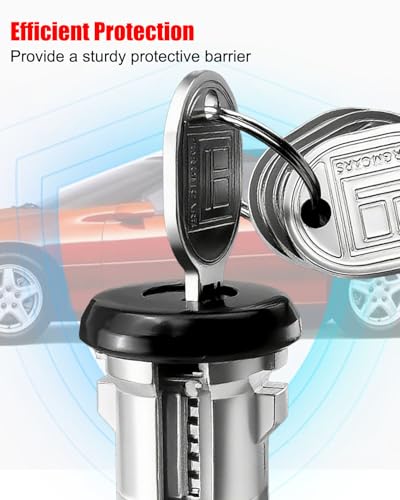 Image of Doors & Hatch Lock Cylinder Set Fit for Chevrolet Camaro Pontiac 1993-2002 | Replace PY472, Front Door Tailgate Lock Cylinder with Black Face Caps