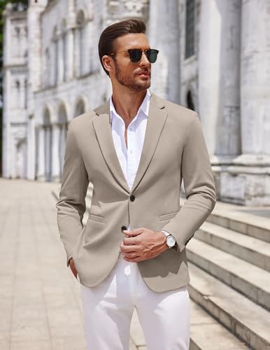 Image of COOFANDY Men's Casual Knit Blazer Two Button Lightweight Sport Coats Suit Jacket